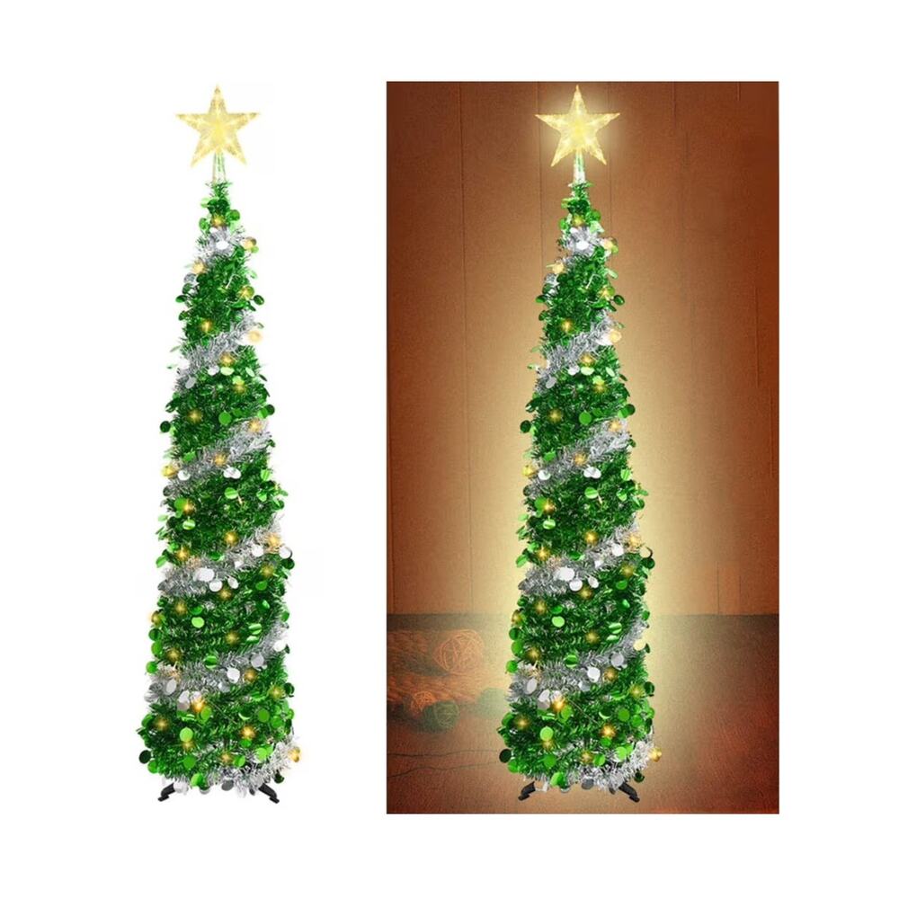 Easy Setup Xmas Tree 5FT Green Silver 
Pop Up Christmas Tree